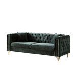 82-Inch Chenille Pull Buckle Design Sofa for Living Room,Buttons Tufted With Copper Nail Decoration Armrest, Modern Couch Upholstered Button And Metal Legs W834S00294-djyc