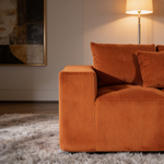 101' L-Shaped Modular Compression Sofa, 3-Seater Comfortable Cloud Sofa, Corduroy Fabric, with Movable Footrest, Free DIY Combination, Suitable for Living Room, Bedroom, Apartment (Orange)-W1170S00054 - 细节图