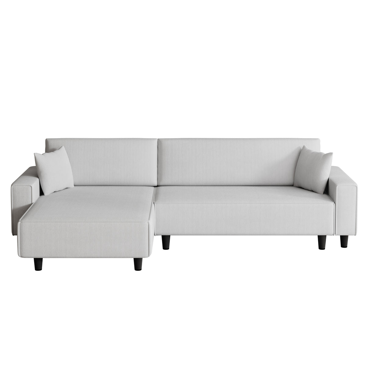Space-Saving 93-Inch Grey Corduroy Sofa Bed with Two Matching Pillows - Perfect for Living Room or Apartment, Ensuring a Neat and Uncluttered Space W1278S00025-djyc