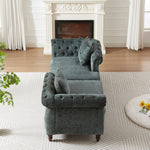 81-inch Chenille Face-to-face Chaise Lounge with Two Pillows,Nailhead trim,Button Tufted Design and Rolled Arms for Lounge, Living room and Office W834S00318-djyc