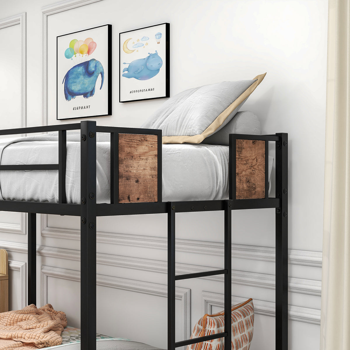 Twin Over Twin Size Metal Bunk Bed Black W84083686-djyc