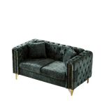 60-Inch Chenille Pull Buckle Design Sofa for Living Room,Buttons Tufted With Copper Nail Decoration Armrest, Modern Couch Upholstered Button And Metal Legs W834S00299-djyc