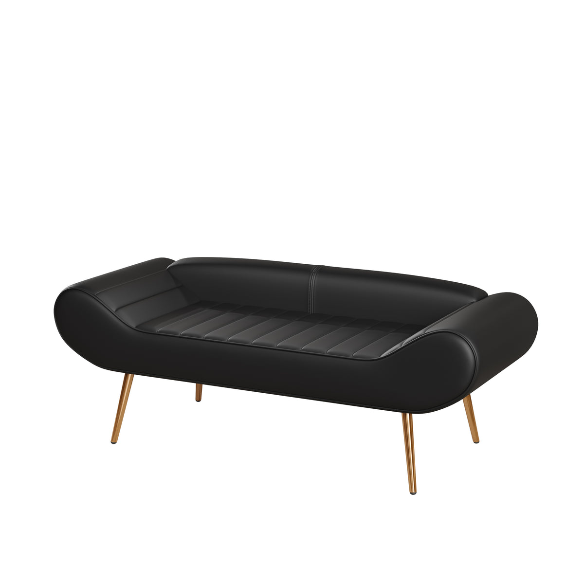 Versatile Black 57-Inch Sofa Stool with PVC Fabric: Perfect for Bedside or Porch Addition W1278122704-djyc