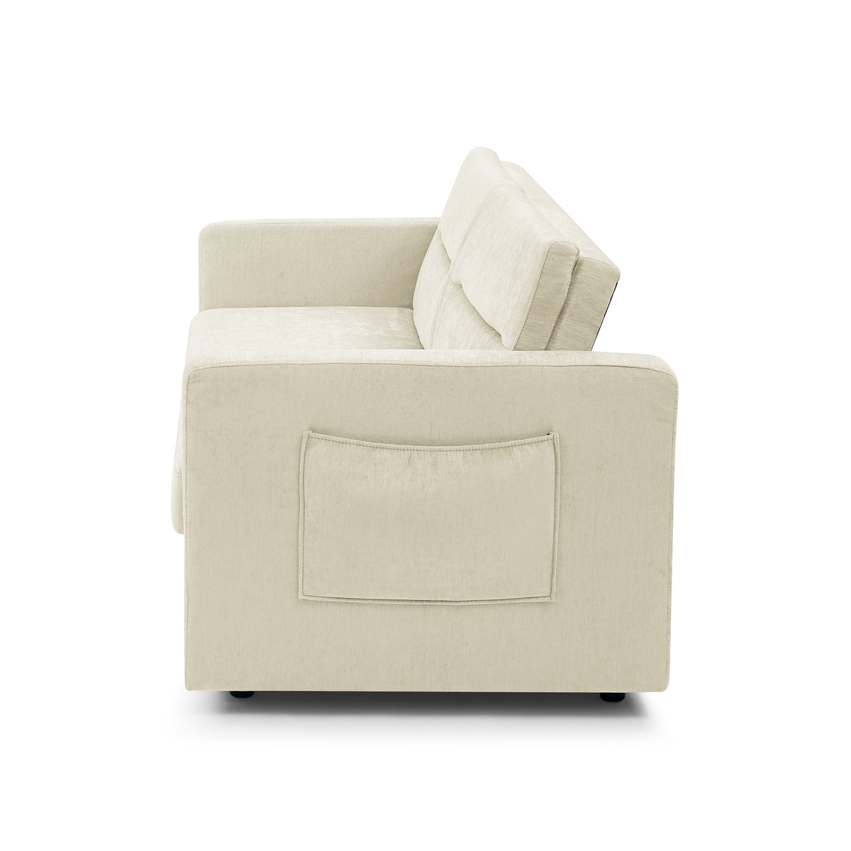 Loveseats Sofa Bed with Pull-out Bed,Adjsutable Back and Two Arm Pocket,Beige (54.5"x33"x31.5") W48766863-djyc
