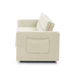 Loveseats Sofa Bed with Pull-out Bed,Adjsutable Back and Two Arm Pocket,Beige (54.5"x33"x31.5") W48766863-djyc