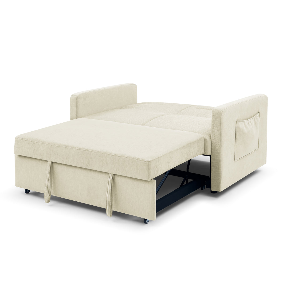 Loveseats Sofa Bed with Pull-out Bed,Adjsutable Back and Two Arm Pocket,Beige (54.5"x33"x31.5") W48766863-djyc