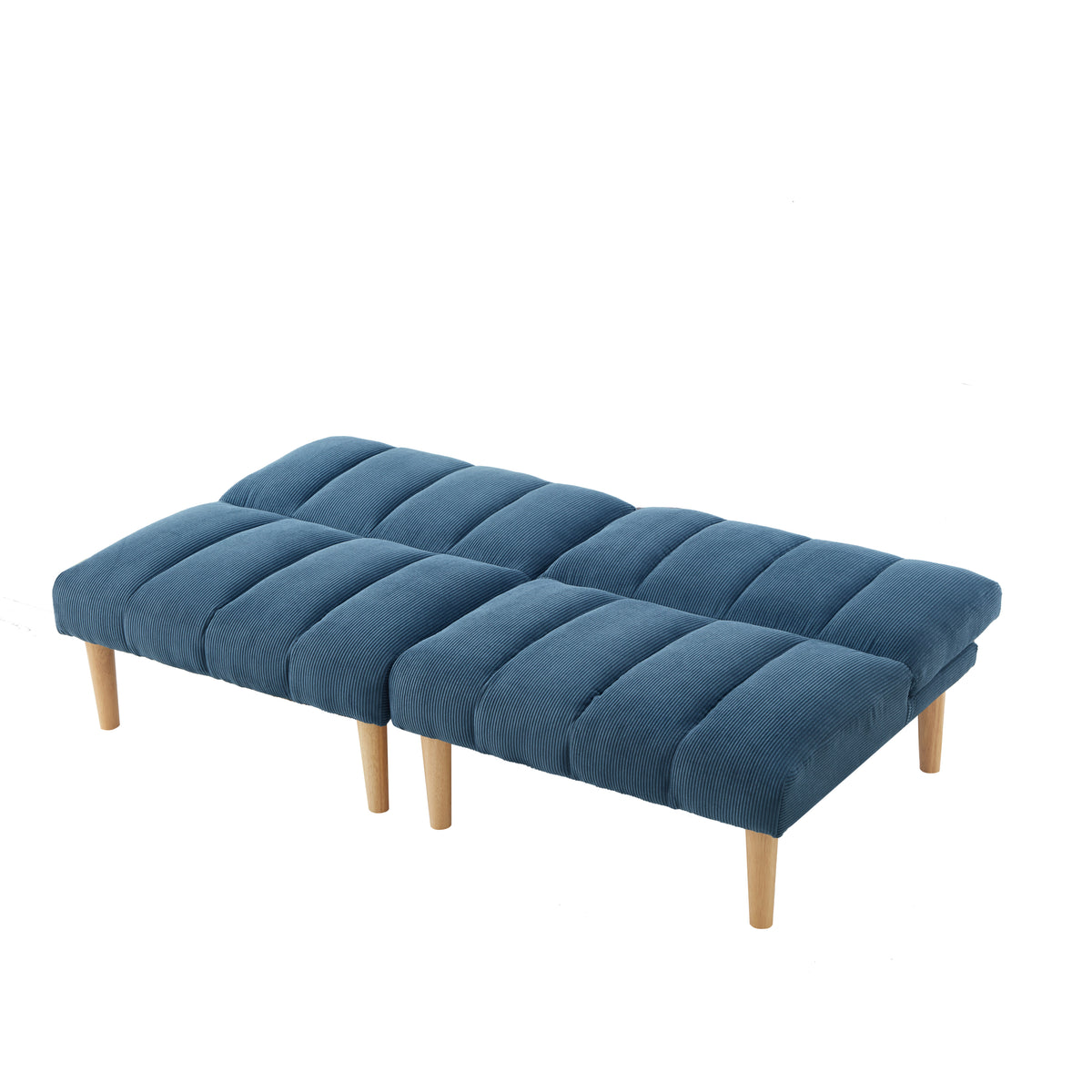 Corduroy fabric, wooden legs convertible sofa bed (Color:Blue) W1669P156117-djyc