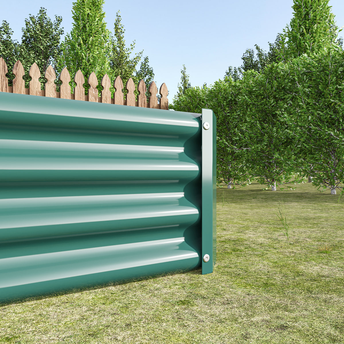 Raised Garden Bed Kit - Metal Raised Bed Garden 7.6x3.7x0.98ft for Flower Planters, Vegetables Herb Green W84090997-djyc