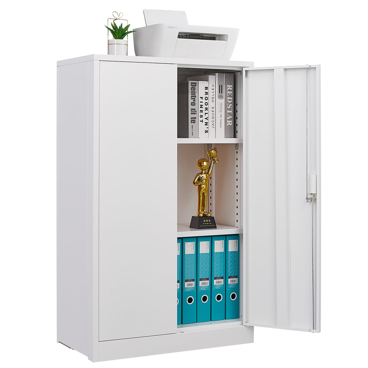 Metal Storage Cabinet with Locking Doors and Adjustable Shelf, Folding Filing Storage Cabinet , Folding Storage Locker Cabinet for Home Office,School,Garage, White W124757865-djyc