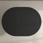 Dining Table for Farmhouse Kitchen 59x43 Inch Expandable Oval Table Top with Removable Leaf Trestle X Shaped Base Black W1347P202405-djyc