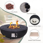 30,000 BTU Faux Woodgrain Round Propane Gas Fire pit With Weather cover, Lava Rocks For Outdoor W2029120078-djyc