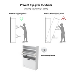 Shoe Storage Cabinet with 2 Flip Drawers, Sturdy Wood Hidden Shoe Storage, Freestanding Narrow Slim Shoe Organizer for Front Door Entrance, Living Room, Hallway, Bedroom (White) W808P174805-djyc