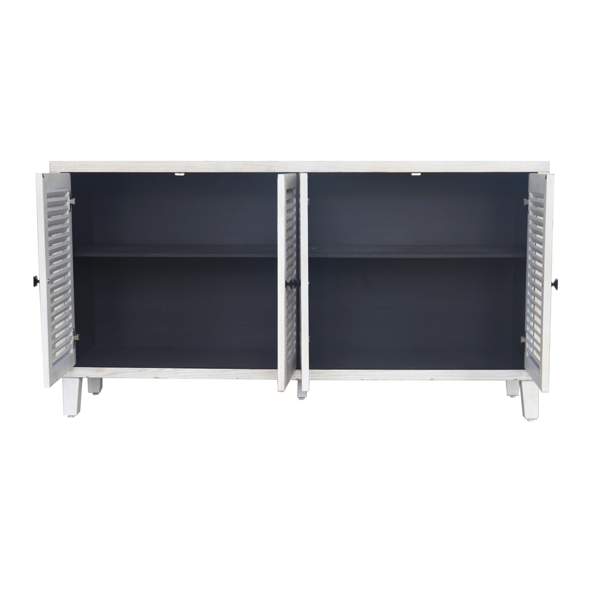 Accent Cabinet 4 Shutter Door Wooden Cabinet Sideboard Buffet Server Cabinet Storage Cabinet, for Living Room, Entryway, Hallway, Office, Kitchen and Dining Room, Distressed White W1435P153088-djyc