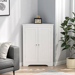 Floor Corner Cabinet with 2 Doors and Adjustable Shelves, Freestanding Narrow Cabinet Organizer, Corner Storage Cabinets for Bathroom, Kitchen, Living Room, or Bedroom, White W808P175911-djyc