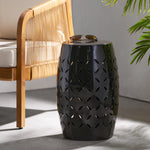 Elegant Barrel-Shaped Lace-Cut Side Table for Outdoor Spaces 61305.00BLK-djyc