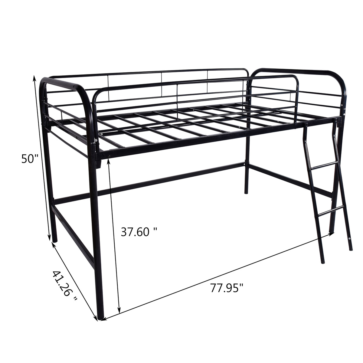 Metal Twin Loft Bed , Twin Size High Loft Bed Black W84041894-djyc