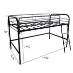 Metal Twin Loft Bed , Twin Size High Loft Bed Black W84041894-djyc