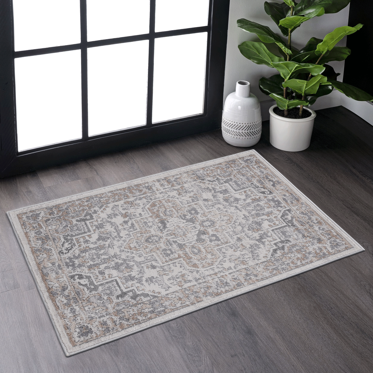 MARFI Collection 2X3 Ivory / Beige / Oriental Doormat Rug-B189P183494