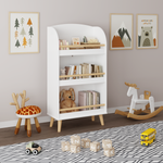 Kids Bookshelf, 3-Tier Bookcase, Book Organizer, toy Storage Cabinet Organizer, White W808P218560-djyc