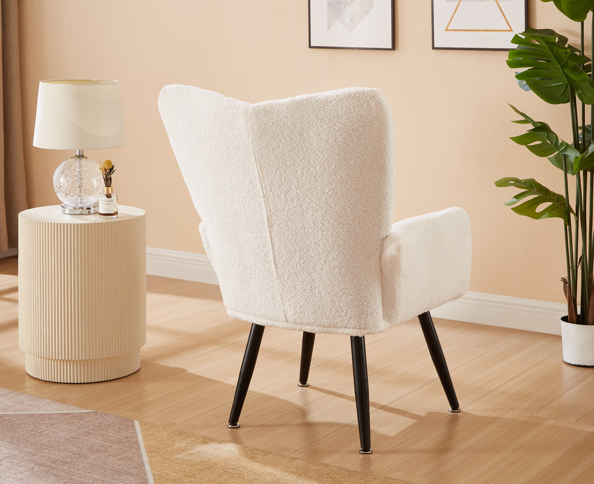 Modern Single Sofa Armchair with High Backrest Comfy Reading Chair for Small Spaces/Living Room/Bedroom/Apartment (COLOR:WHITE) W1669P175501-djyc