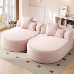 Modern Chaise Lounge Sofa Boneless Couch Sofa Bed Compression Sofa Couch with Two Supportive Pillows for Living Room, Pink-N719S002370P