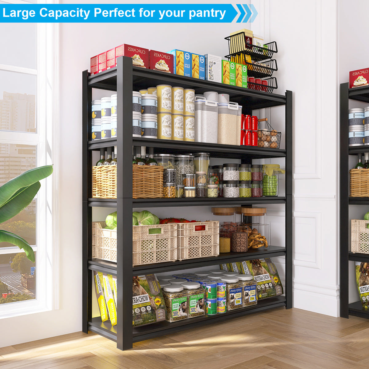 72.05 Inch Tall Black Metal Shelves with 5 Removable Dividers Are High Capacity and Load Bearing for Garages, Kitchens and Offices(72*47.27*23.62) W328P193845-djyc