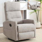 Manual Recliner Chair with Rocker and Swivel in Fabric for Living Room, Khaki W1803P252281-djyc