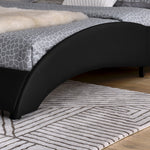 Queen Bed Frame Modern Faux Leather Upholstered Platform Bed Frame with and Headboard Wave Like Curve Low Profile Bed Frame,Wood Slats Support,Easy Assembly,Black W487P169712-djyc