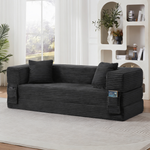 Modern cord sofa with stylish appearance, classic square design, unique two-tier design, convertible into a bed, ideal for apartments and large spaces.-W3396P439849 - 正方形修复