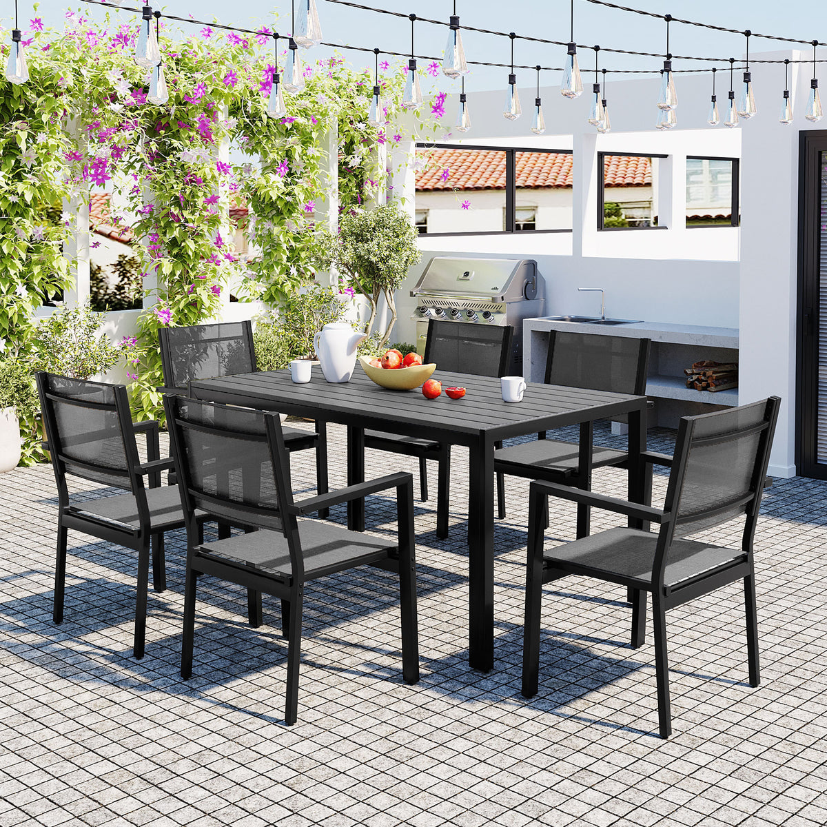 U-Style High-quality Steel Outdoor Table and Chair Set, Suitable for Patio, Balcony, Backyard. WY000401AAE-djyc