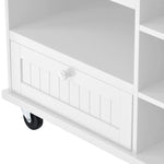Kitchen Island Cart with Storage Cabinet and Two Locking Wheels,Solid wood desktop,Microwave cabinet,Floor Standing Buffet Server Sideboard for Kitchen Room,Dining Room,, Bathroom(White) WF296670AAW-djyc