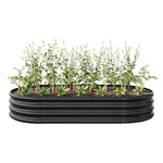 Raised Garden Bed Outdoor, Oval Large Metal Raised Planter Bed for for Plants, Vegetables, and Flowers - Black W840102508-djyc