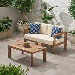 Stylish Acacia Wood Loveseat with Plush Water-Resistant Cushions and Open Slat Design 66073.00DLBGE-djyc