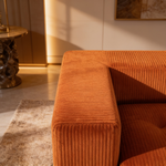 101' L-Shaped Modular Compression Sofa, 3-Seater Comfortable Cloud Sofa, Corduroy Fabric, with Movable Footrest, Free DIY Combination, Suitable for Living Room, Bedroom, Apartment (Orange)-W1170S00054 - 细节图