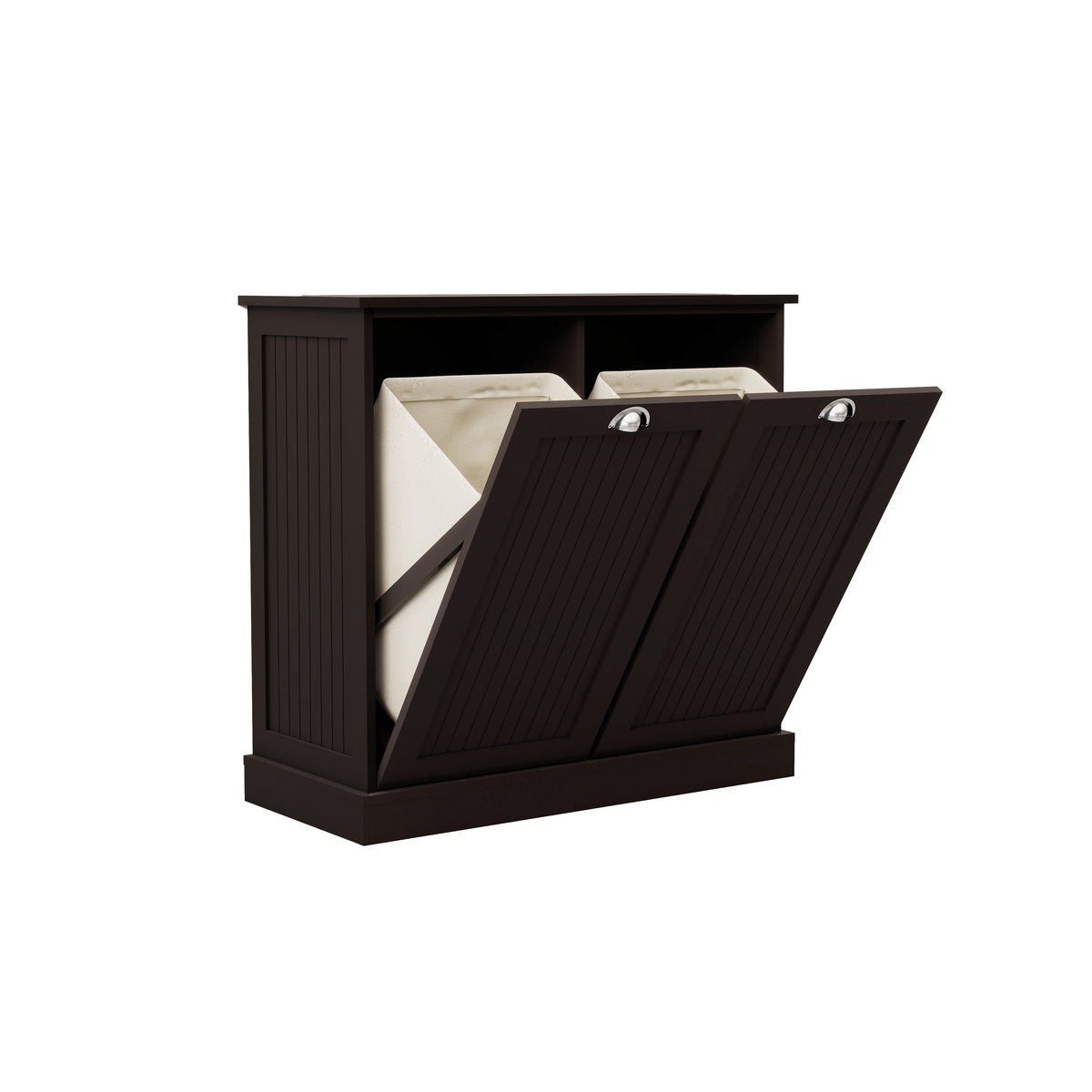 Two-Compartment Tilt-Out Laundry Sorter Cabinet-Black W1120139082-djyc
