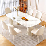 Elegant Glossy White Sintered Stone Table with Laminated Wood Finish hglna-1463