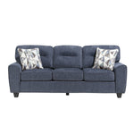 Durable Chenille Fabric Sofa w Decorative Pillows Blue Contemporary Living Room Furniture 1pc-B011P474277