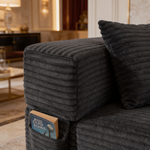 Modern cord sofa with stylish appearance, classic square design, unique two-tier design, convertible into a bed, ideal for apartments and large spaces.-W3396P439849 - 细节图