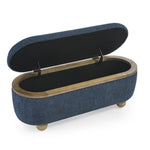 Storage Ottoman Bench, Upholstered End of Bed Ottoman Bench with Storage and Seating, Large Blanket Storage Bench for Foot Rest in Bedroom, Living Room, Entryway, Dark blue W487P179604-djyc