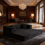 Modern cord sofa with stylish appearance, classic square design, unique two-tier design, convertible into a bed, ideal for apartments and large spaces.-W3396P439849 - 场景图