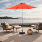9FT Outdoor Patio Umbrella Outdoor Table Umbrella with Push Button Tilt and Crank, Market Umbrella 6 Sturdy Ribs , Deck, Backyard, Pool (Base Not Included) - (orange ) W640P234564-djyc