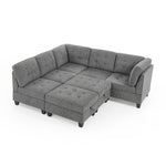 L shape Modular Sectional Sofa,DIY Combination,includes Three Single Chair ,Two Corner and Two Ottoman,Grey Chenille W487S00201-djyc