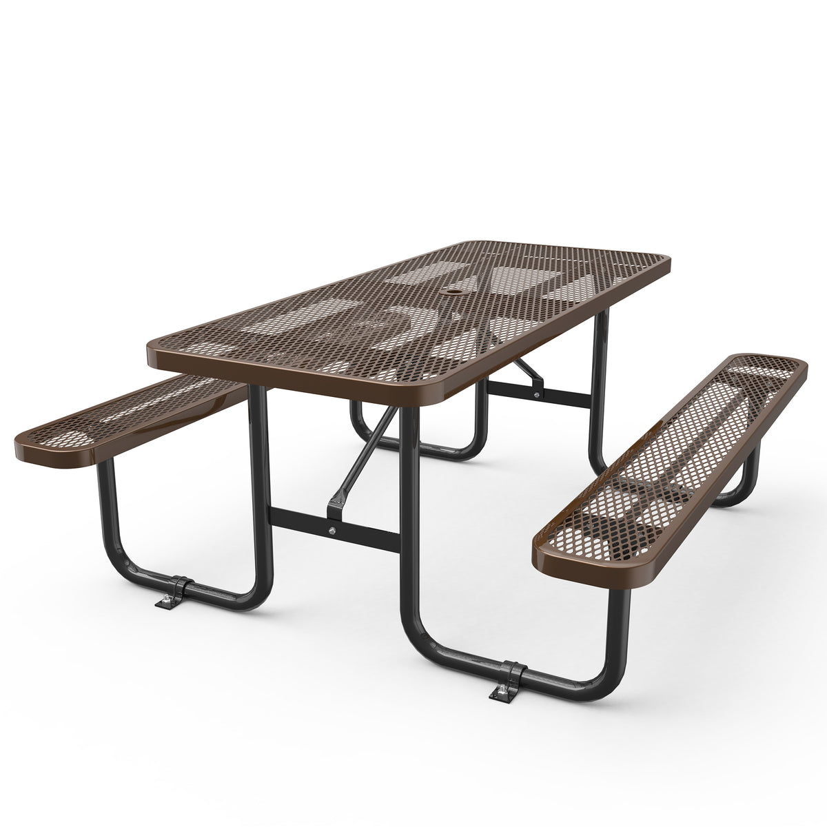 72' Expanded Metal Rectangular Picnic Table, Brown W1895S00012-djyc