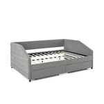 Queen Size Daybed with Two Drawers Trundle Upholstered Tufted Sofa Bed, Linen Fabric, Grey (88"x64.5"x34") W487S00167-djyc