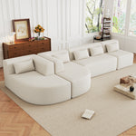 144' Upholstered Sofa Free-combined Sofa Couch with Two Chaise Lounge and Five Back Pillows for Living Room(Old SKU: N719S001600A), Beige N719S001850A-djyc