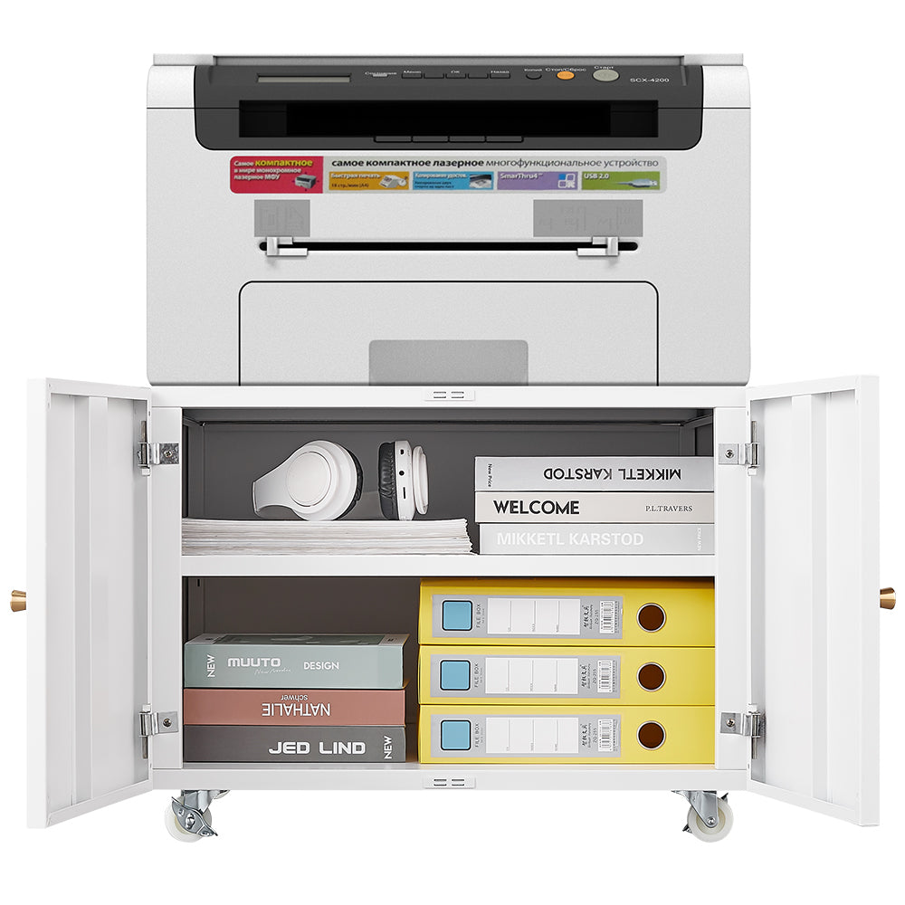 Office furniture Copier Cabinet white 2 door steel copier stand mobile pedestal file Printer Stand W124757932-djyc