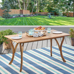 Outdoor 59 Inch Rectangular Solid Wood Table Dining Table,Teak Finish 57488-djyc