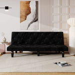 Sofa-to-Bed Evolution: 66" Black Velvet Sofa Bed Transforms Seamlessly, Ideal for Family Living Rooms, Apartments, and Bedrooms W127860390-djyc