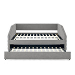 Full Size Daybed with Trundle Upholstered Tufted Sofa Bed, Linen Fabric, Grey (82.5"x58"x34") W487S00178-djyc