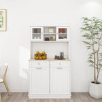 67.7" Tall Kitchen Trash Can Storage Cabinet with 3 Adjustable Shelves, 2 Drawers and 1 Tilt Out Trash Cabinet for Kitchen, Dinning Room, Living Room-White W282P182326-djyc